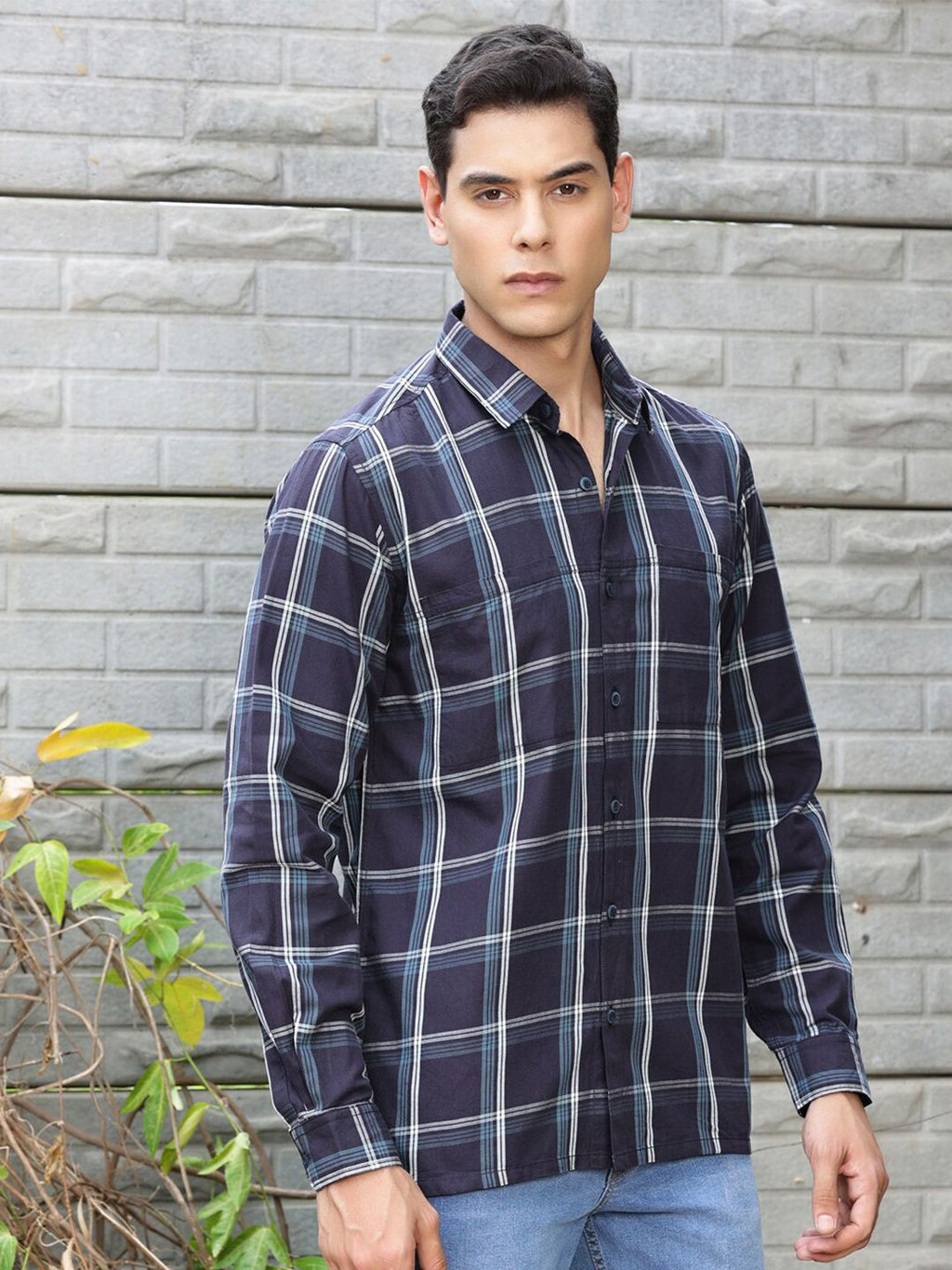 Premium Checked Pure Cotton Casual Shirt For Men