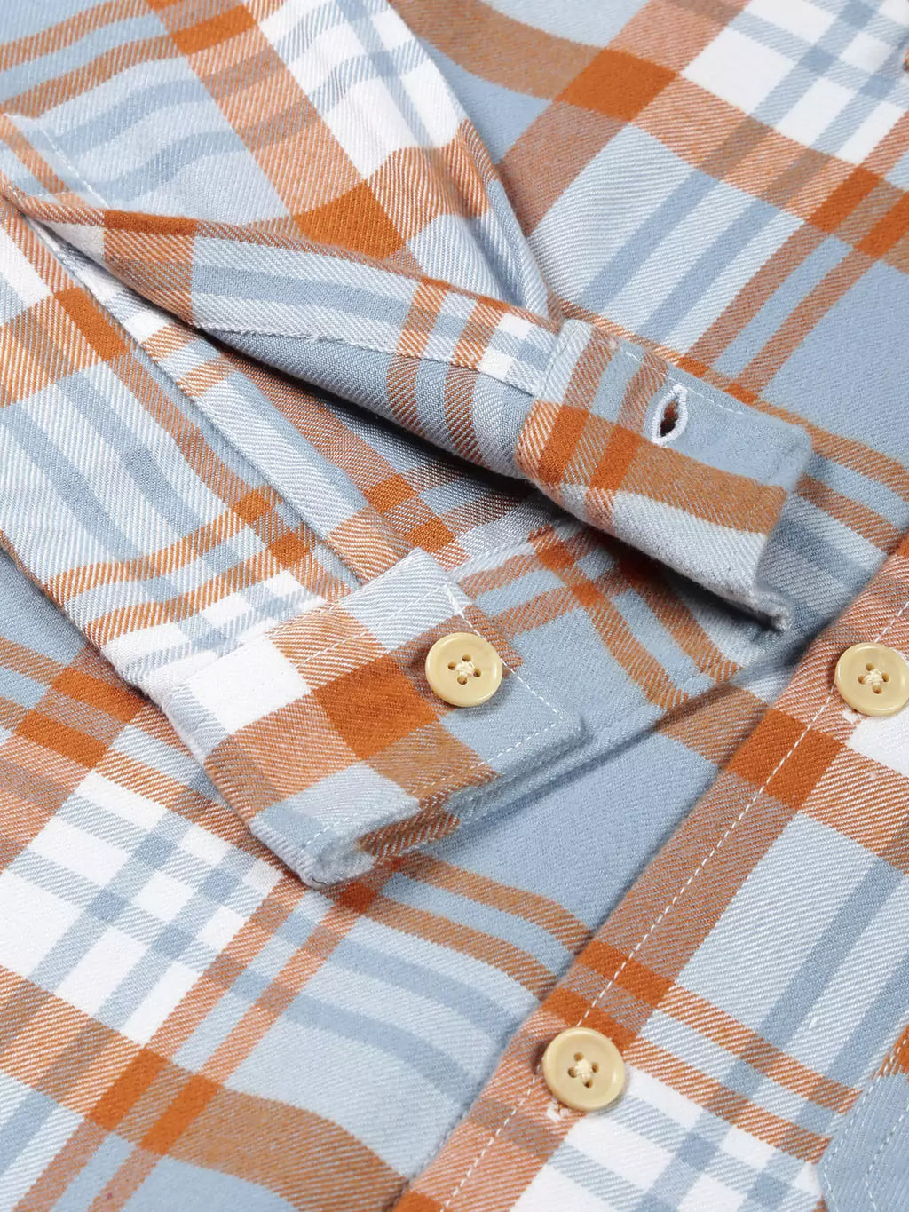 Thomas Scott Men Classic Spread Collar Long Sleeves Checked Oversized Casual Shirt