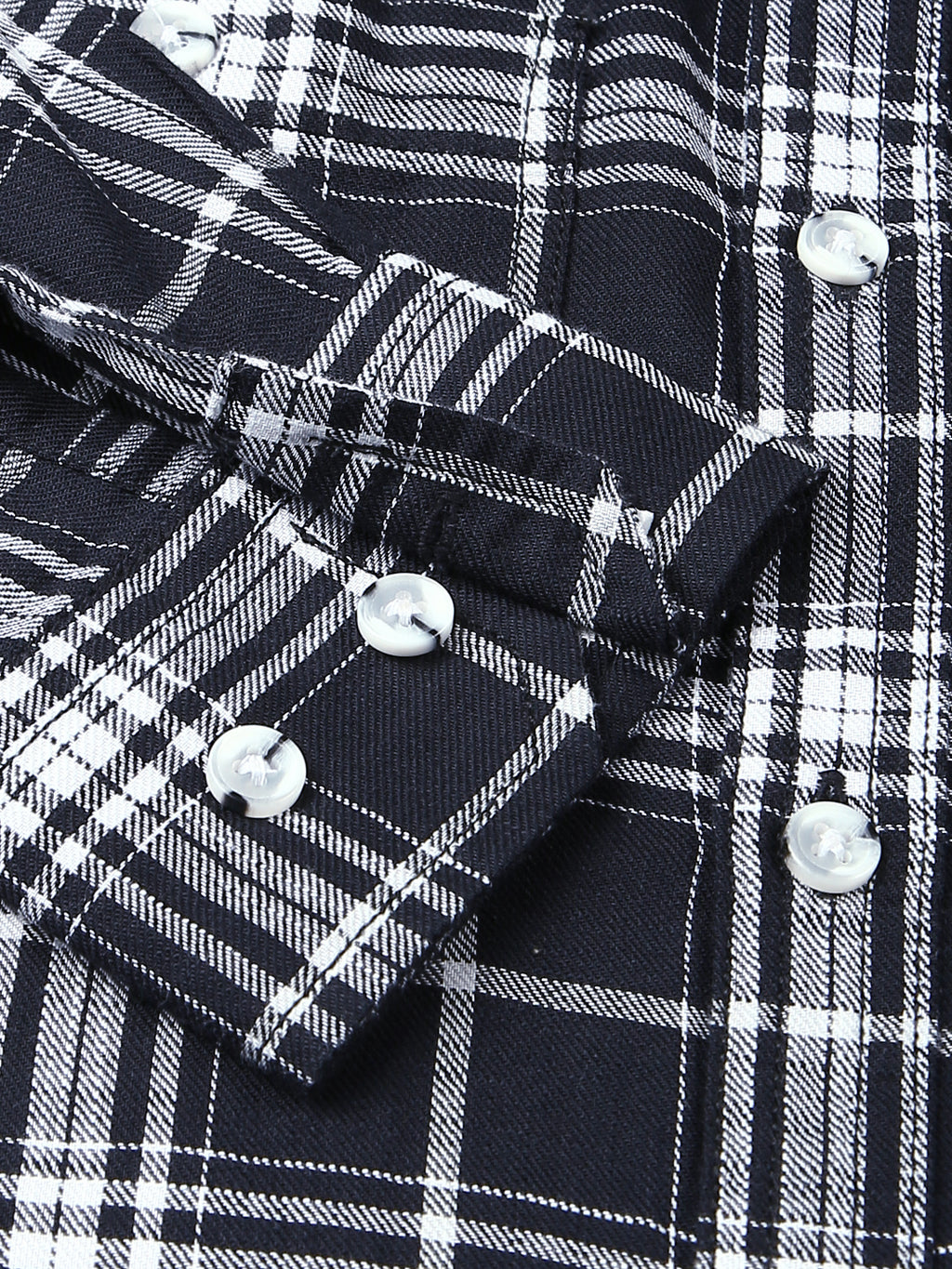 Thomas Scott Men Black Slim Fit Long Sleeves Spread Collar Tartan Checks 100% Cotton Casual Shirt