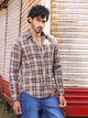 Slim Fit Tartan Checked Spread Collar Long Sleeves Cotton Casual Shirt For Men