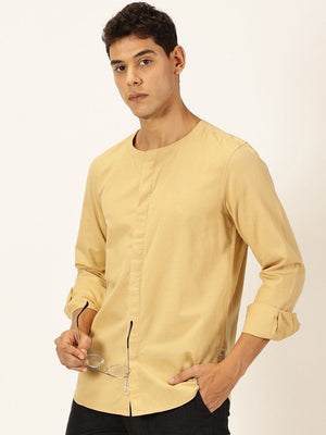 Beige Premium Cotton Linen Casual Shirt For Men