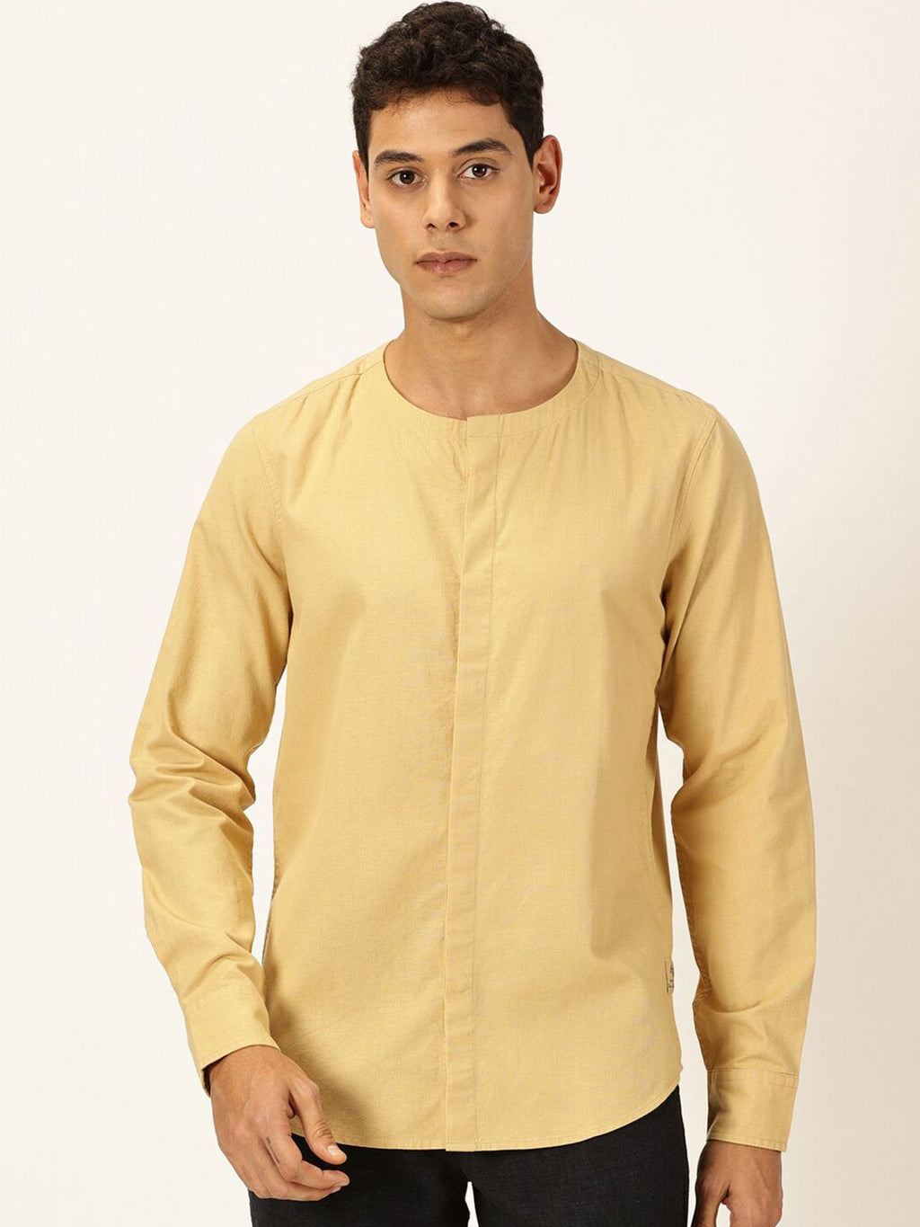 Beige Premium Cotton Linen Casual Shirt For Men