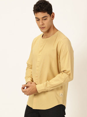 Beige Premium Cotton Linen Casual Shirt For Men