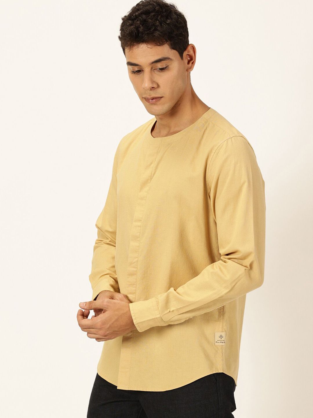 Beige Premium Cotton Linen Casual Shirt For Men