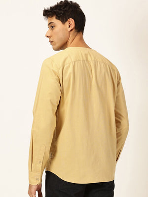 Beige Premium Cotton Linen Casual Shirt For Men
