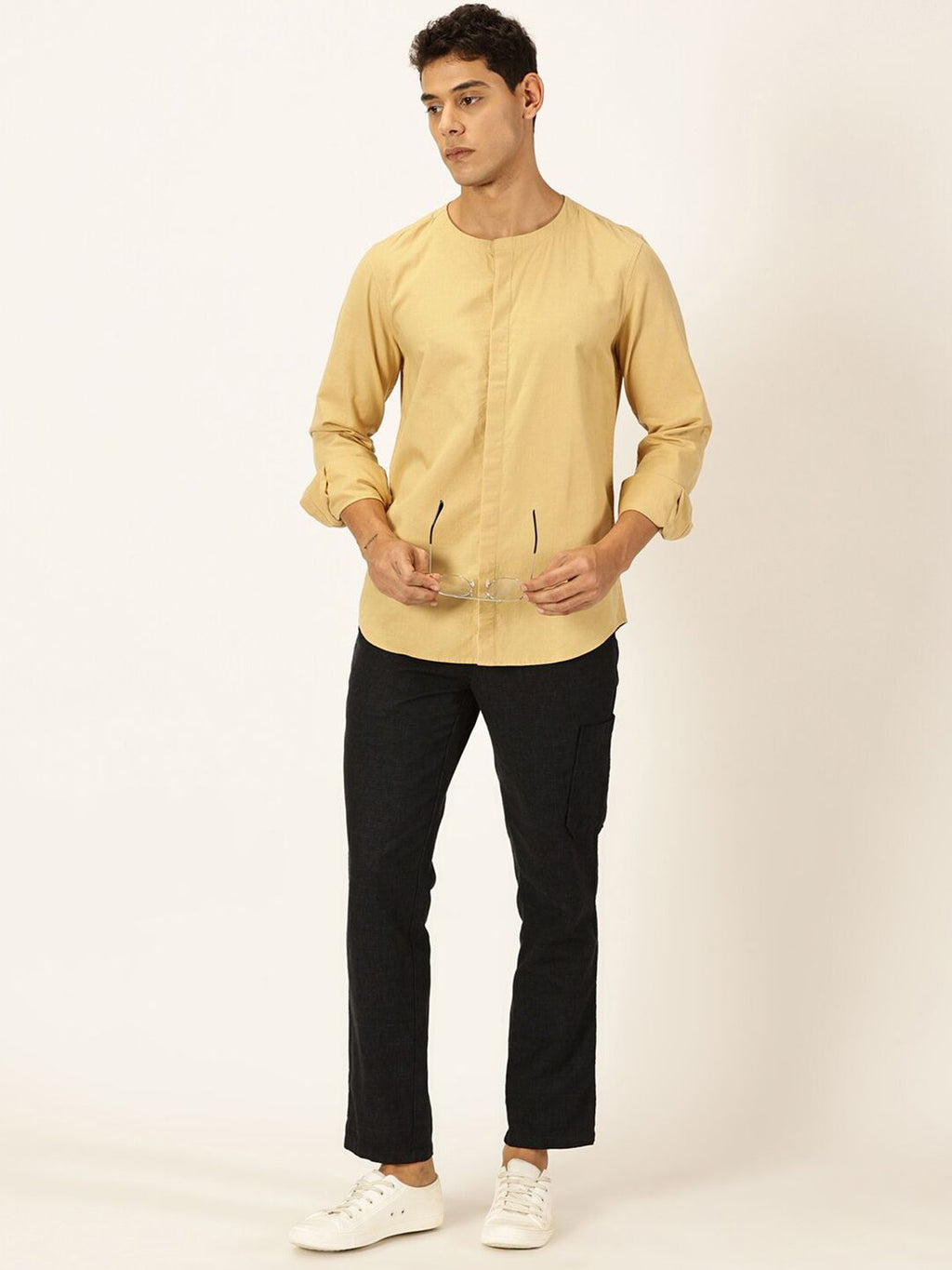 Beige Premium Cotton Linen Casual Shirt For Men