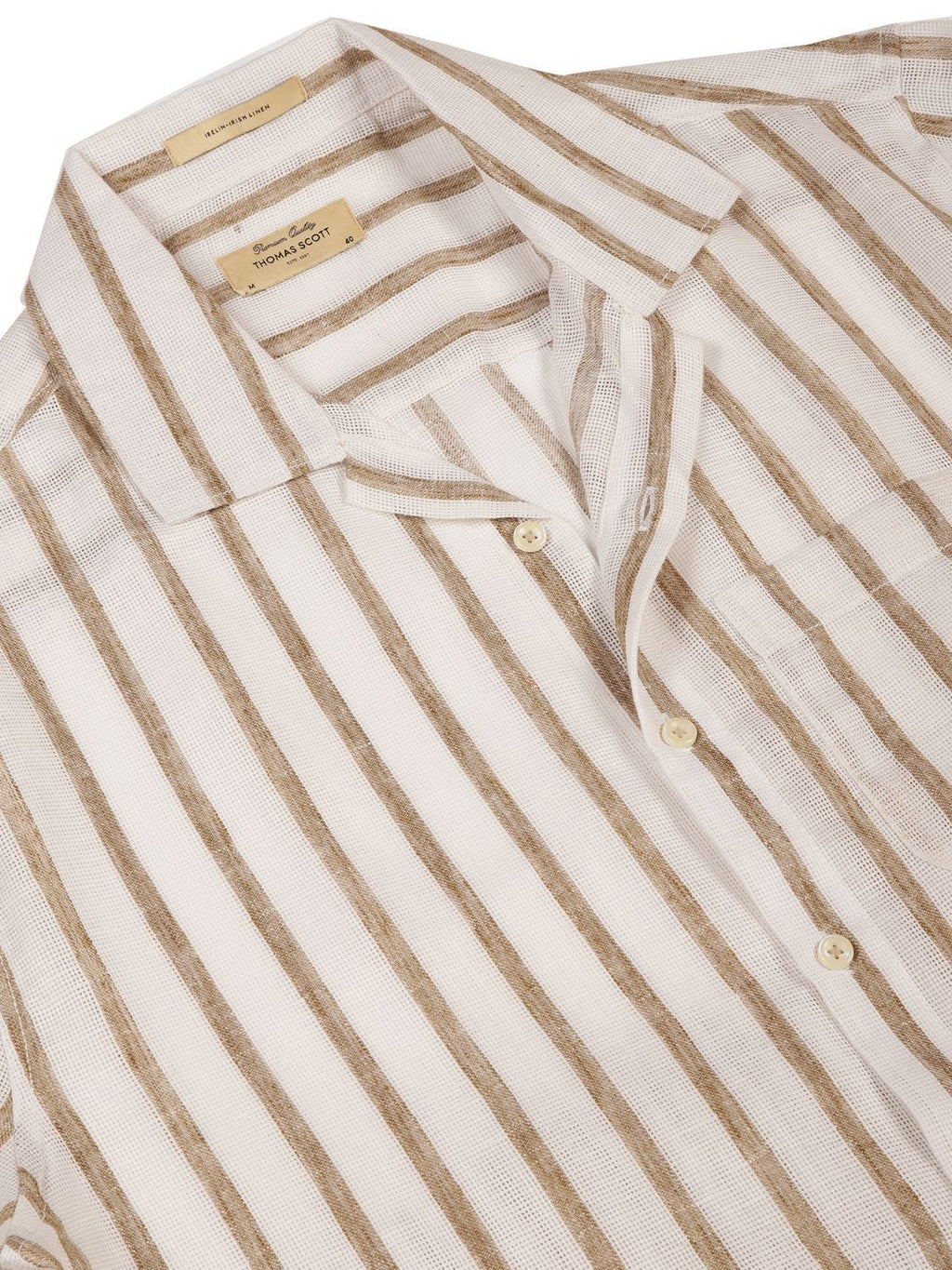 Brown Premium Vertical Stripes Cotton & Linen Casual Shirt For Men