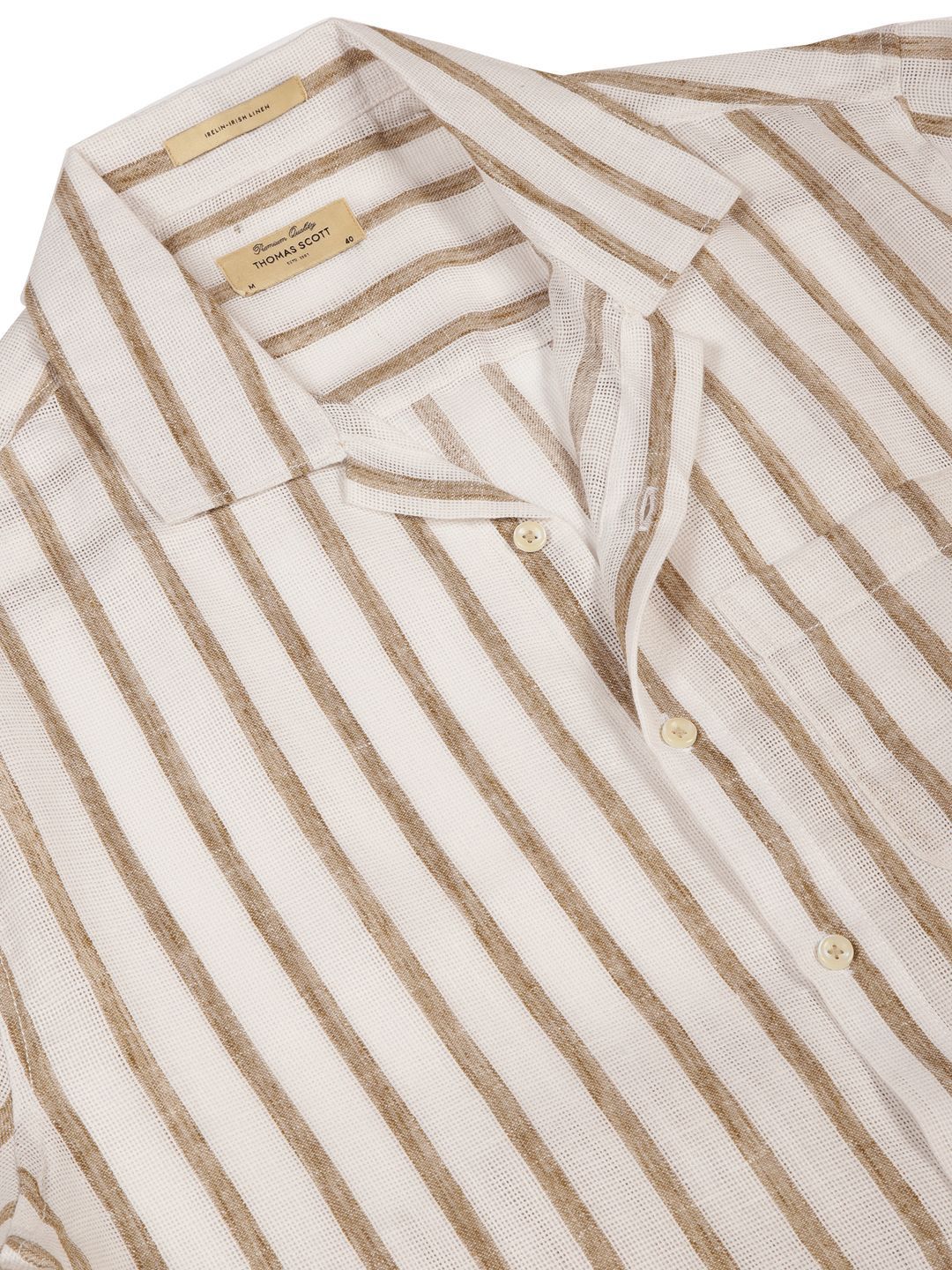 Brown Premium Vertical Stripes Cotton & Linen Casual Shirt For Men