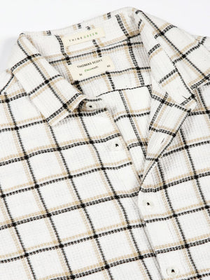 White Premium Slim Fit Windowpane Checked Casual Shirt For Men