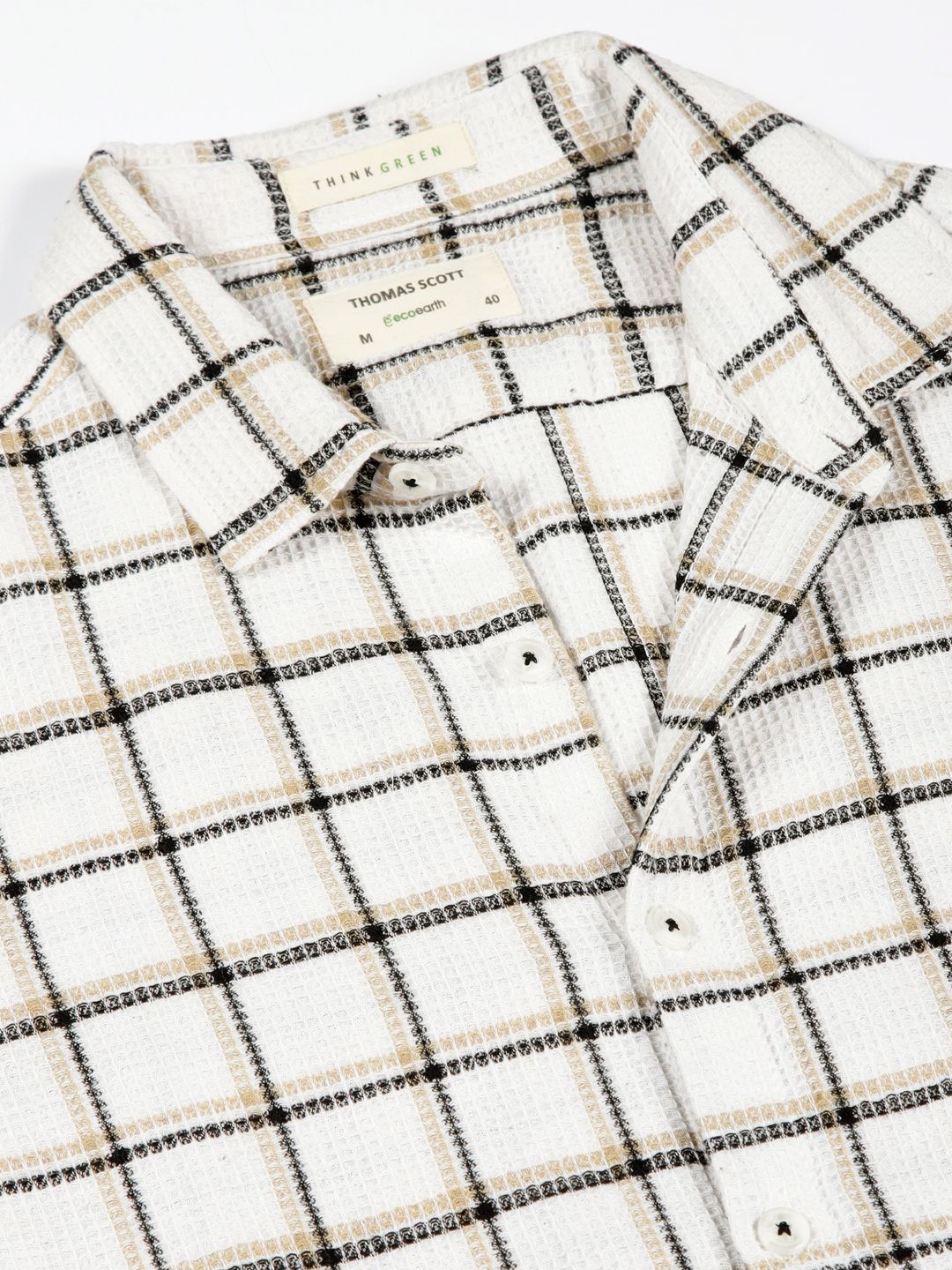 White Premium Slim Fit Windowpane Checked Casual Shirt For Men