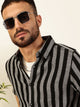 Black Premium Slim Fit Vertical Striped Casual Shirt For Men