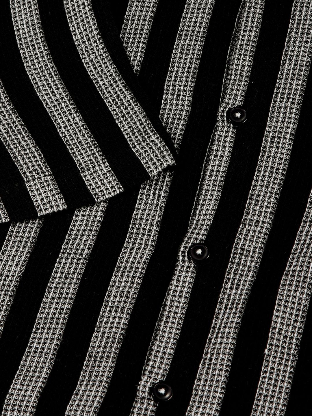 Black Premium Slim Fit Vertical Striped Casual Shirt For Men