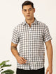Black Premium Tartan Checks Checked Cotton & Linen Casual Shirt For Men