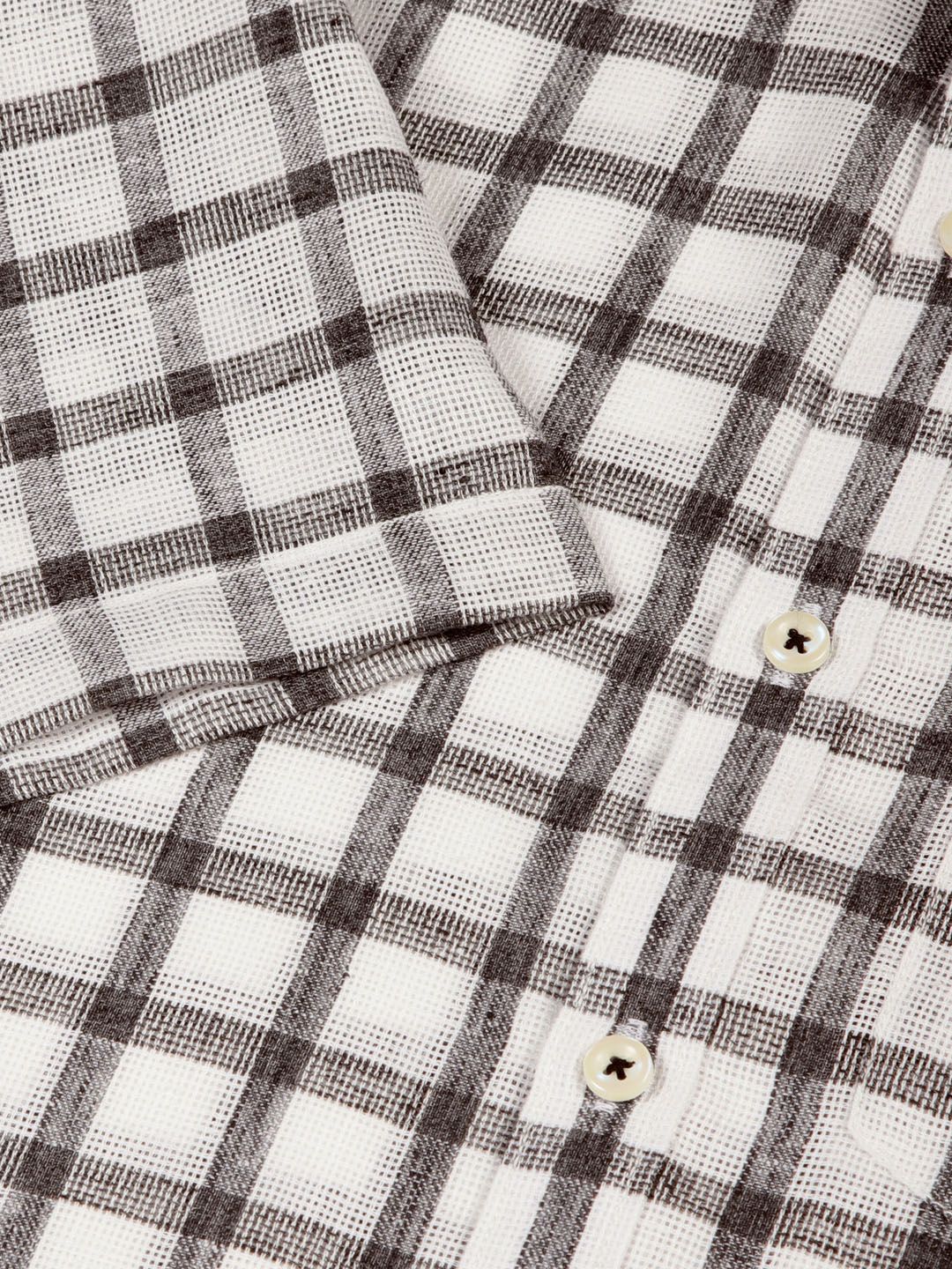 Black Premium Tartan Checks Checked Cotton & Linen Casual Shirt For Men