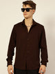 Thomas Scott Men Brown Premium Regular Fit Long Sleeves Spread Collar Textured Casual Shirt