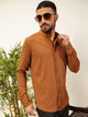 Brown Premium Slim Fit Vertical Stripes Textured Casual Shirt For Men