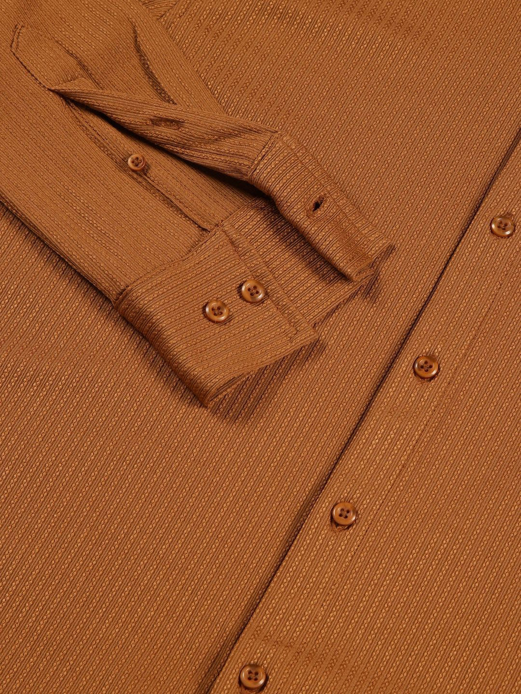 Brown Premium Slim Fit Vertical Stripes Textured Casual Shirt For Men