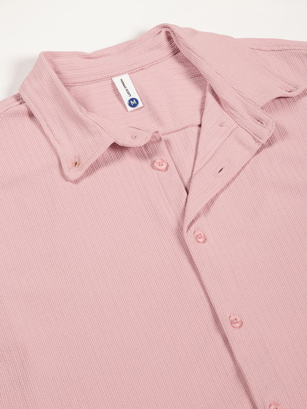 Pink Premium Slim Fit Vertical Stripes Textured Casual Shirt For Men