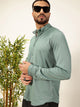 Sage Green Premium Slim Fit Vertical Stripes Textured Casual Shirt For Men