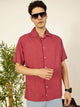 Rust Premium Cuban Collar Solid Oversized Casual Shirt For Men