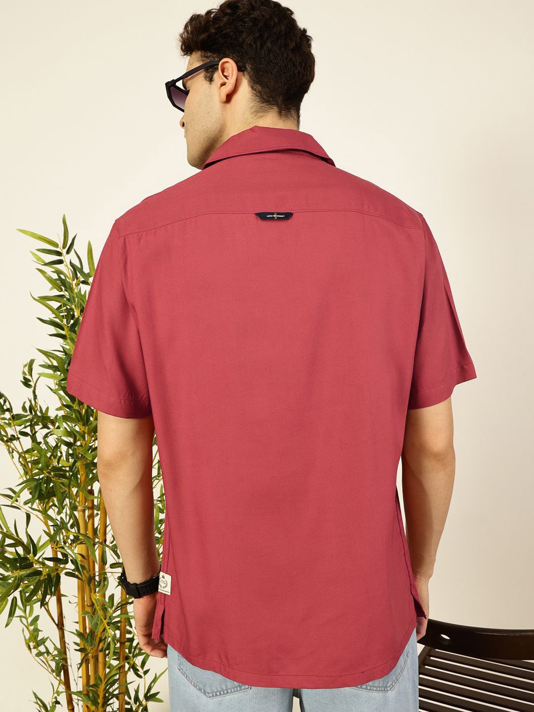 Rust Premium Cuban Collar Solid Oversized Casual Shirt For Men