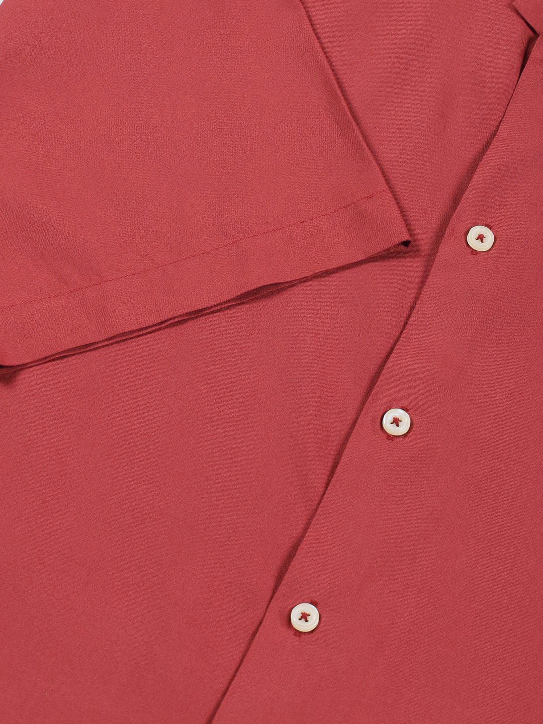 Rust Premium Cuban Collar Solid Oversized Casual Shirt For Men