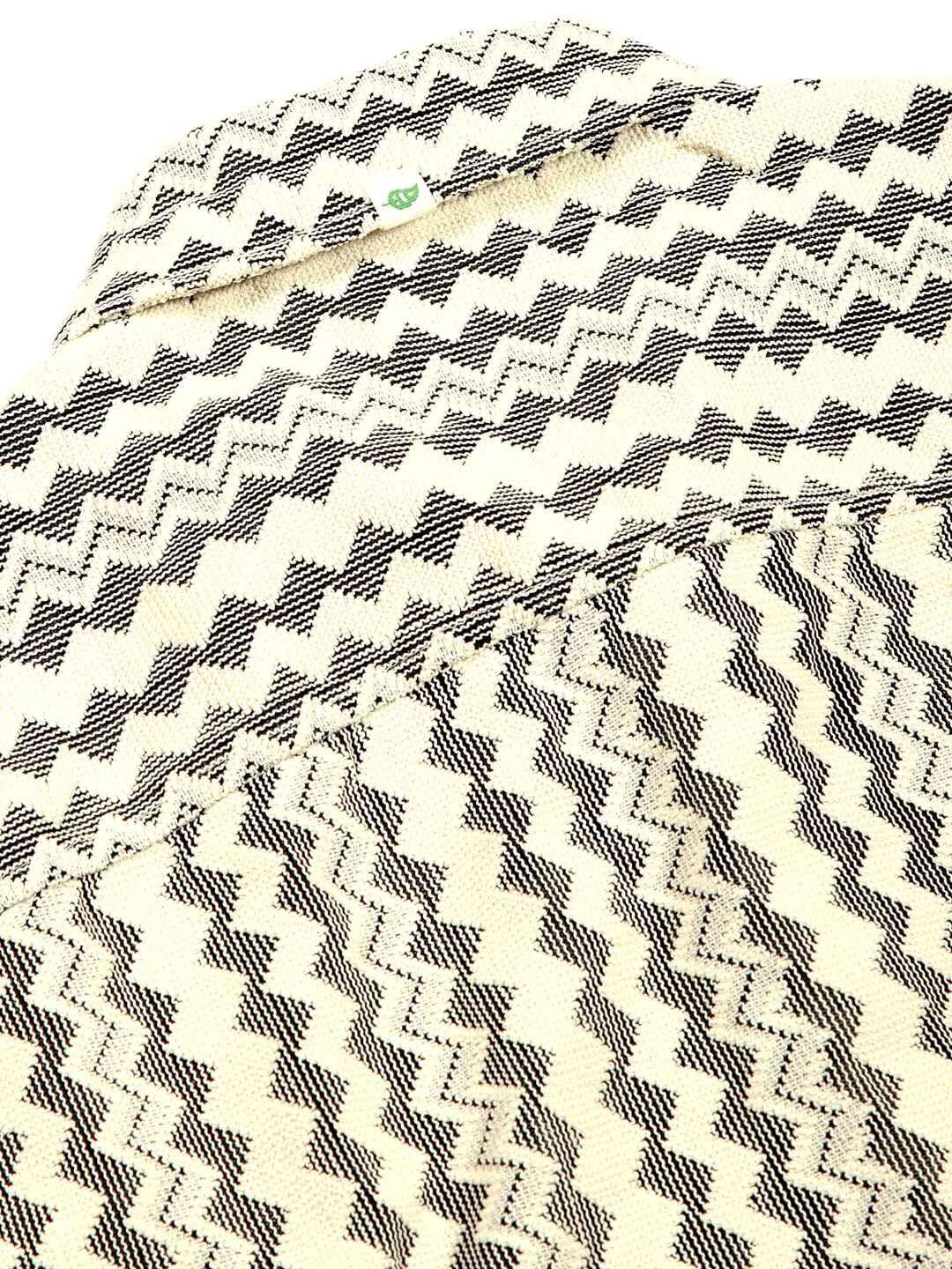 Beige Self Design Chevron Cotton Regular Fit Semi-Sheer Casual Crochet Shirt For Men