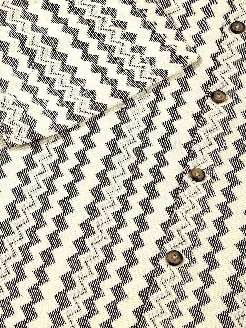 Beige Self Design Chevron Cotton Regular Fit Semi-Sheer Casual Crochet Shirt For Men