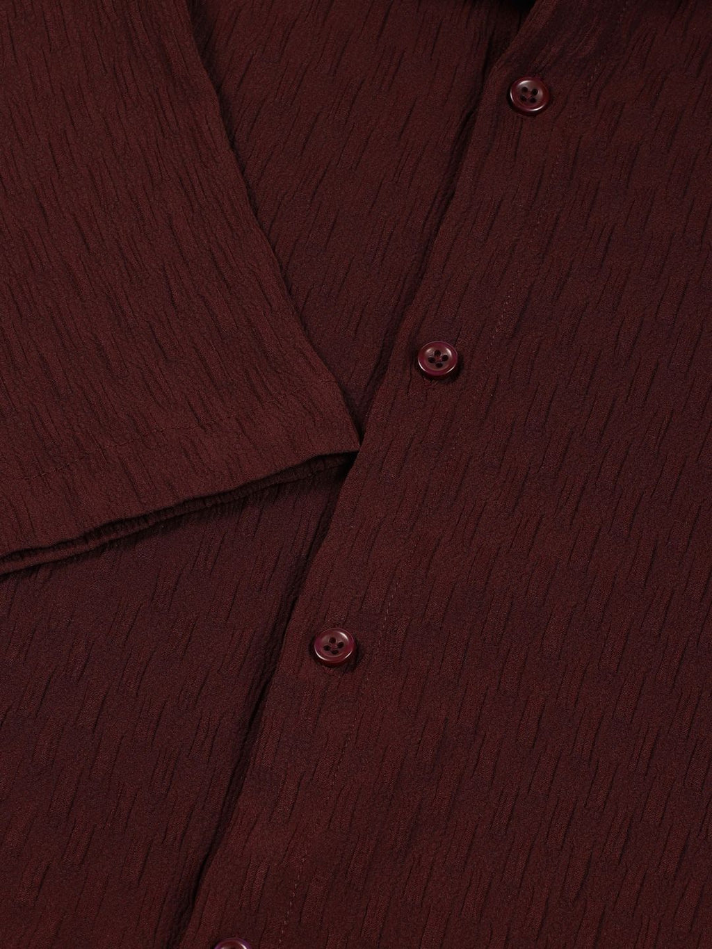 Maroon Premium Short Sleeves Regular Fit Spread Collar Textured Casual Shirt For Men