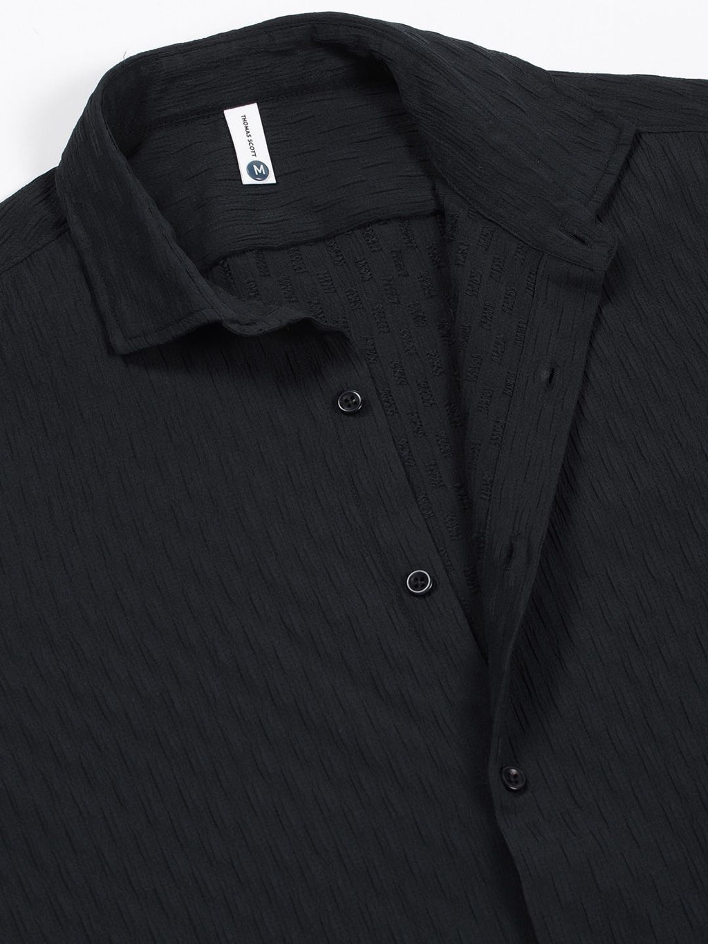 Navy Premium Spread Collar Textured Casual Shirt For Men