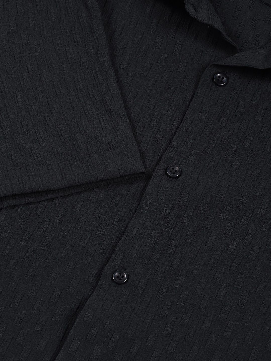 Navy Premium Spread Collar Textured Casual Shirt For Men