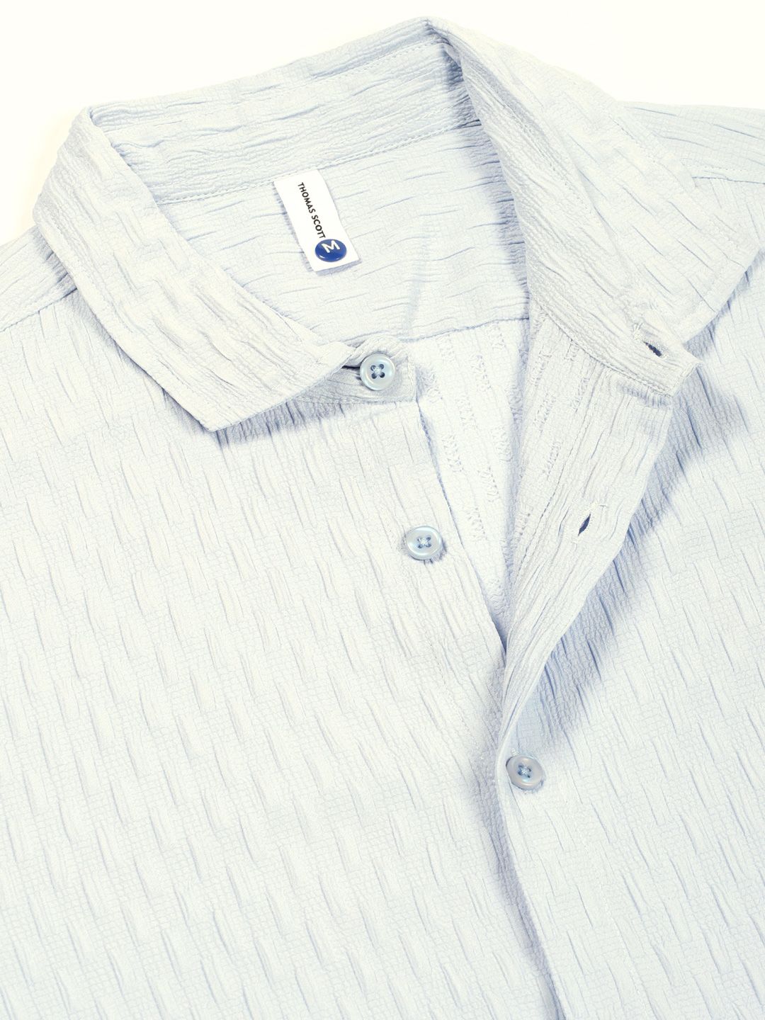 Sky Blue Premium Spread Collar Textured Casual Shirt For Men