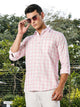 Pink Slim Fit Long Sleeves Tartan Checks Casual Shirt For Men