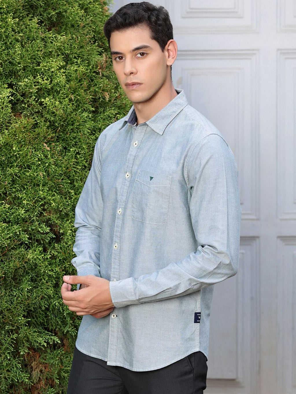 Bottle Green Premium Spread Collar Semiformal Shirt For Men