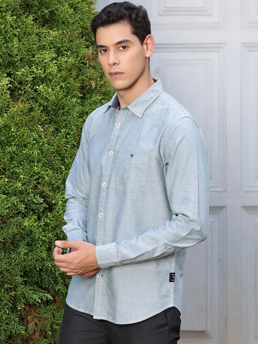 Bottle Green Premium Spread Collar Semiformal Shirt For Men