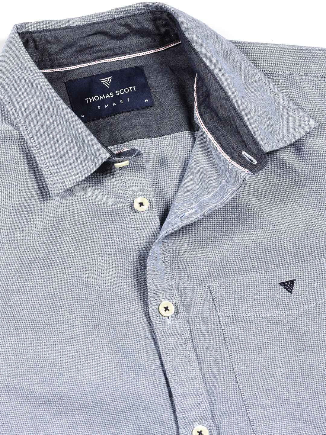 Navy Premium Spread Collar Semiformal Shirt For Men