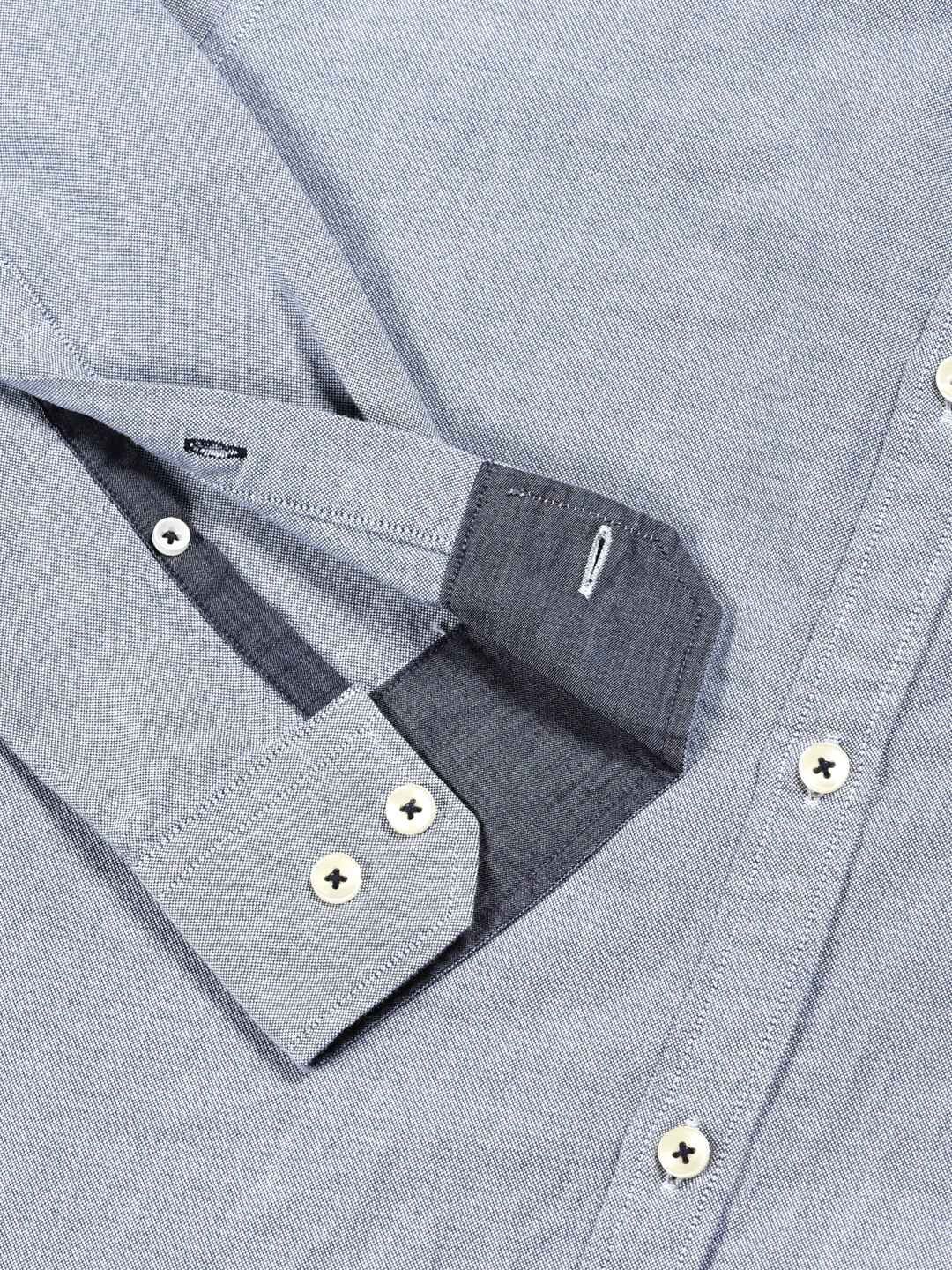 Navy Premium Spread Collar Semiformal Shirt For Men