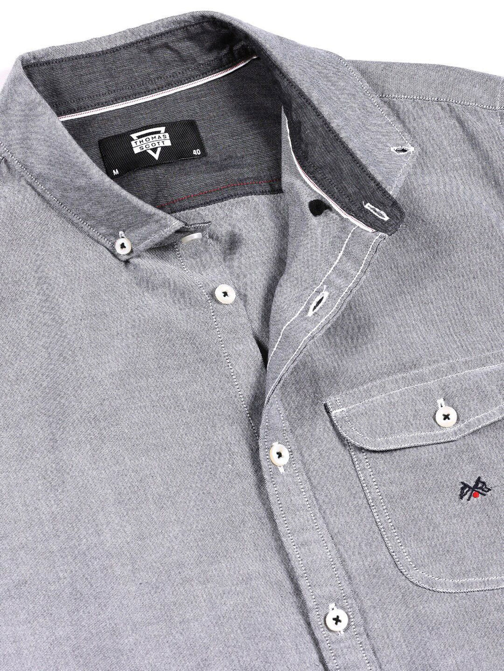 Black Premium Button-Down Collar Chambray Pure Cotton Casual Shirt For Men