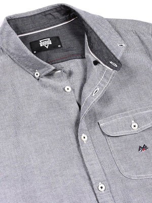 Black Premium Button-Down Collar Chambray Pure Cotton Casual Shirt For Men