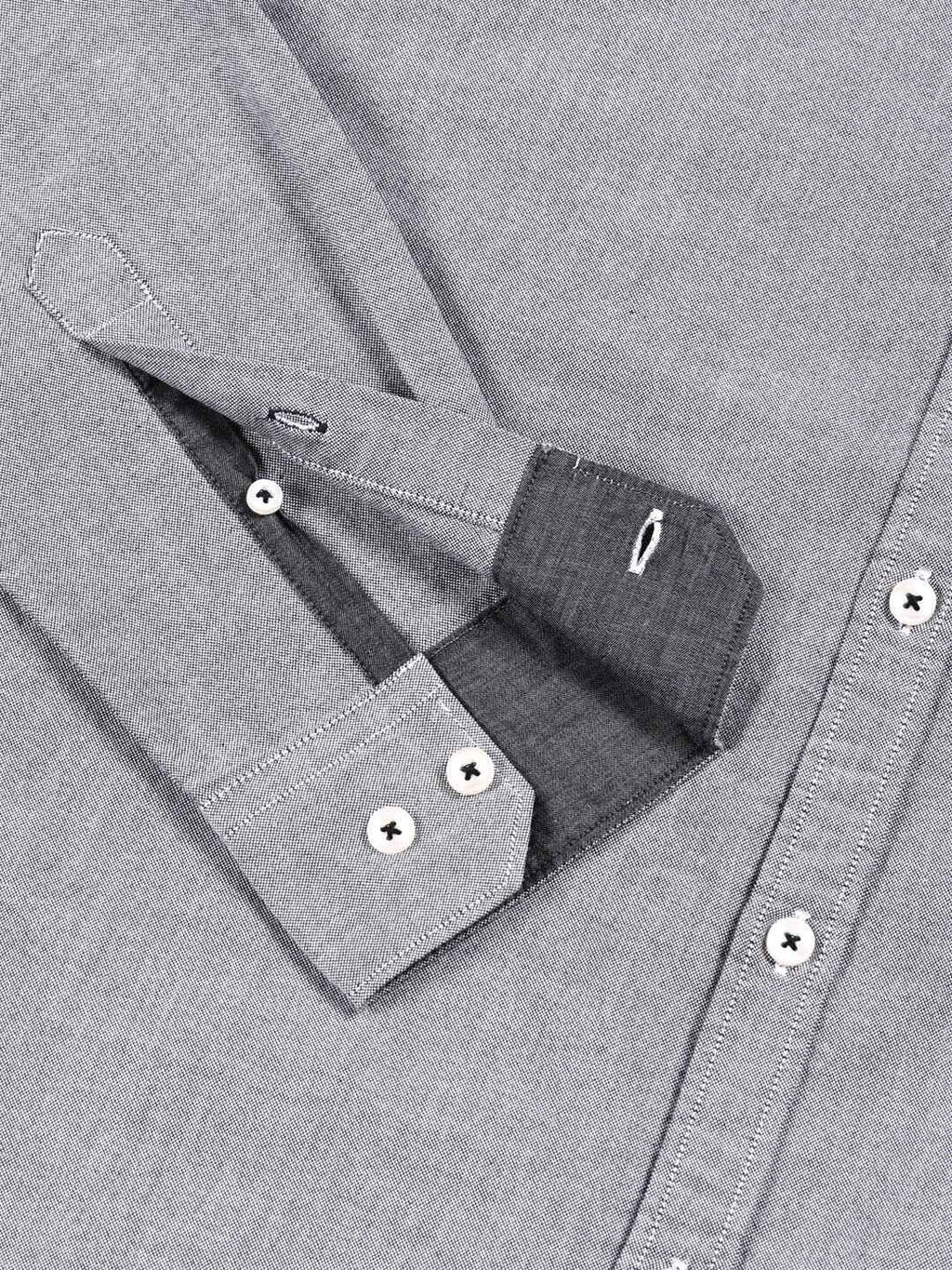 Black Premium Button-Down Collar Chambray Pure Cotton Casual Shirt For Men