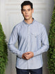 Navy Premium Regular Fit Long Sleeves Button-Down Collar Solid Cotton Casual Shirt For Men