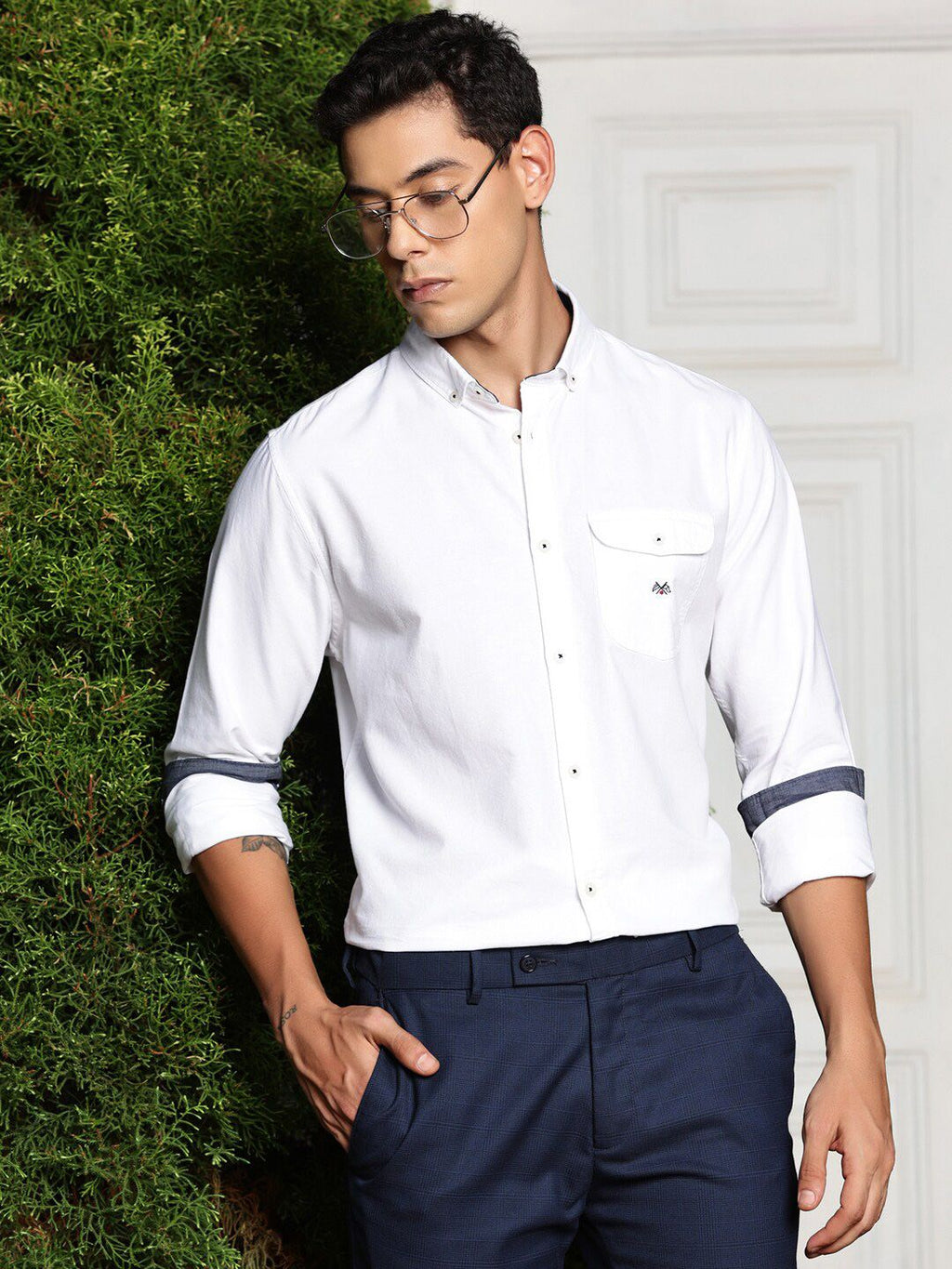 Thomas Scott Men Premium Button-Down Collar Semiformal Shirt