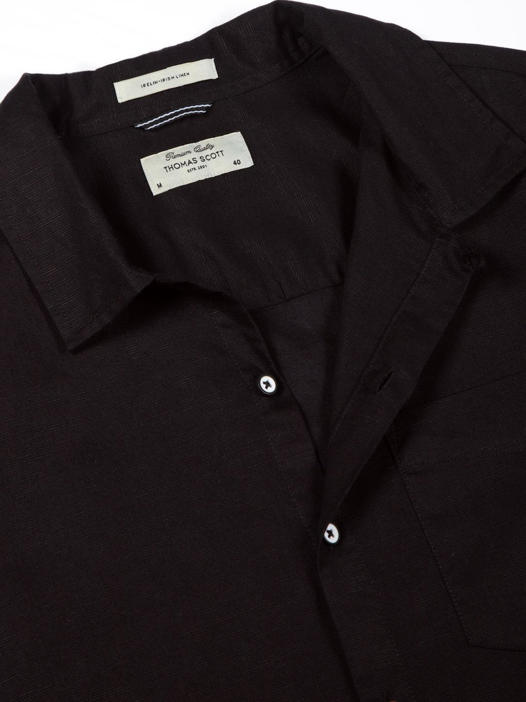 Black Smart Cotton Linen Casual Shirt For Men