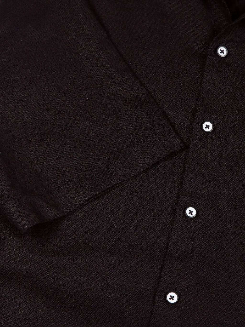 Black Smart Cotton Linen Casual Shirt For Men