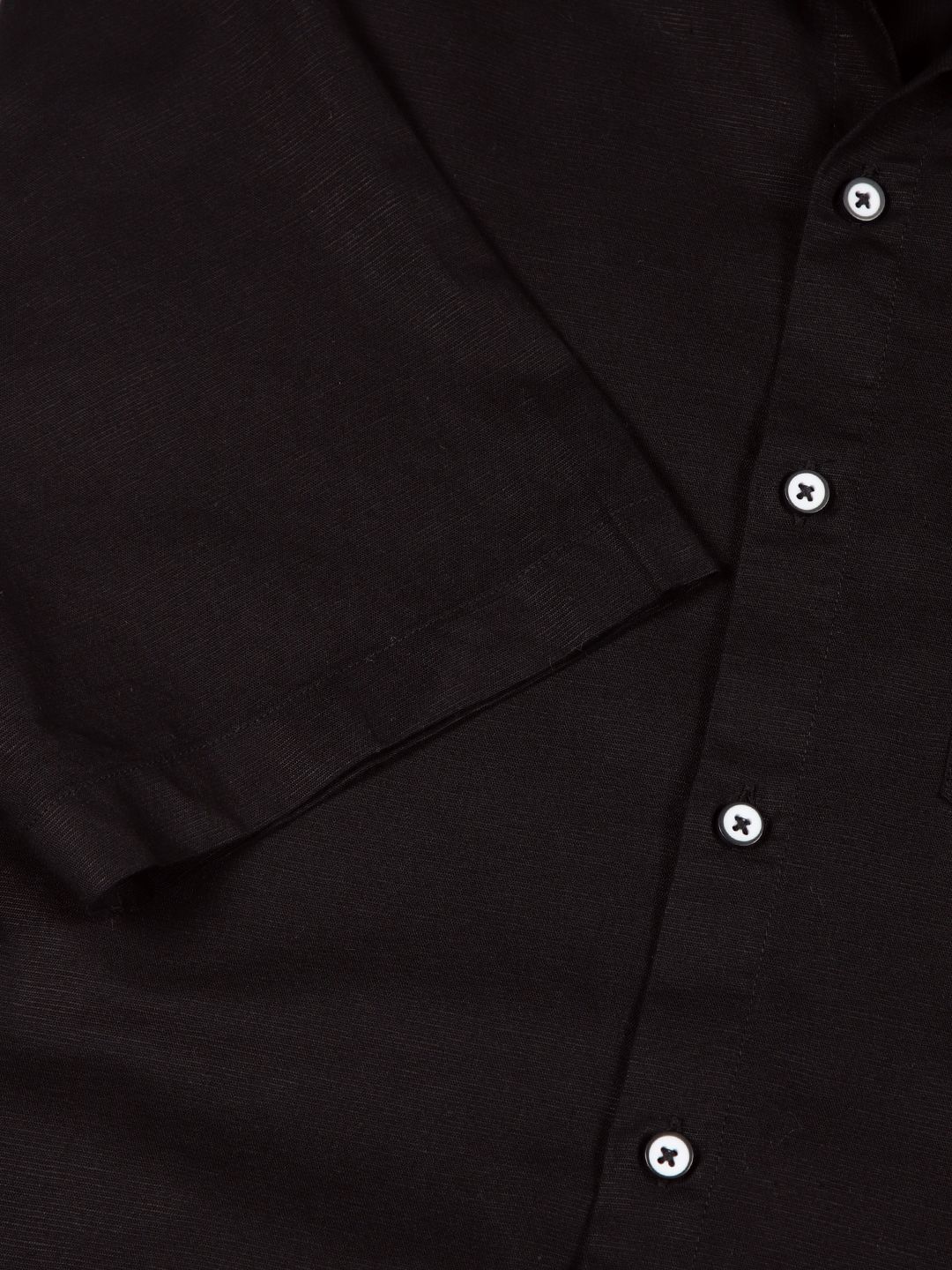 Black Smart Cotton Linen Casual Shirt For Men