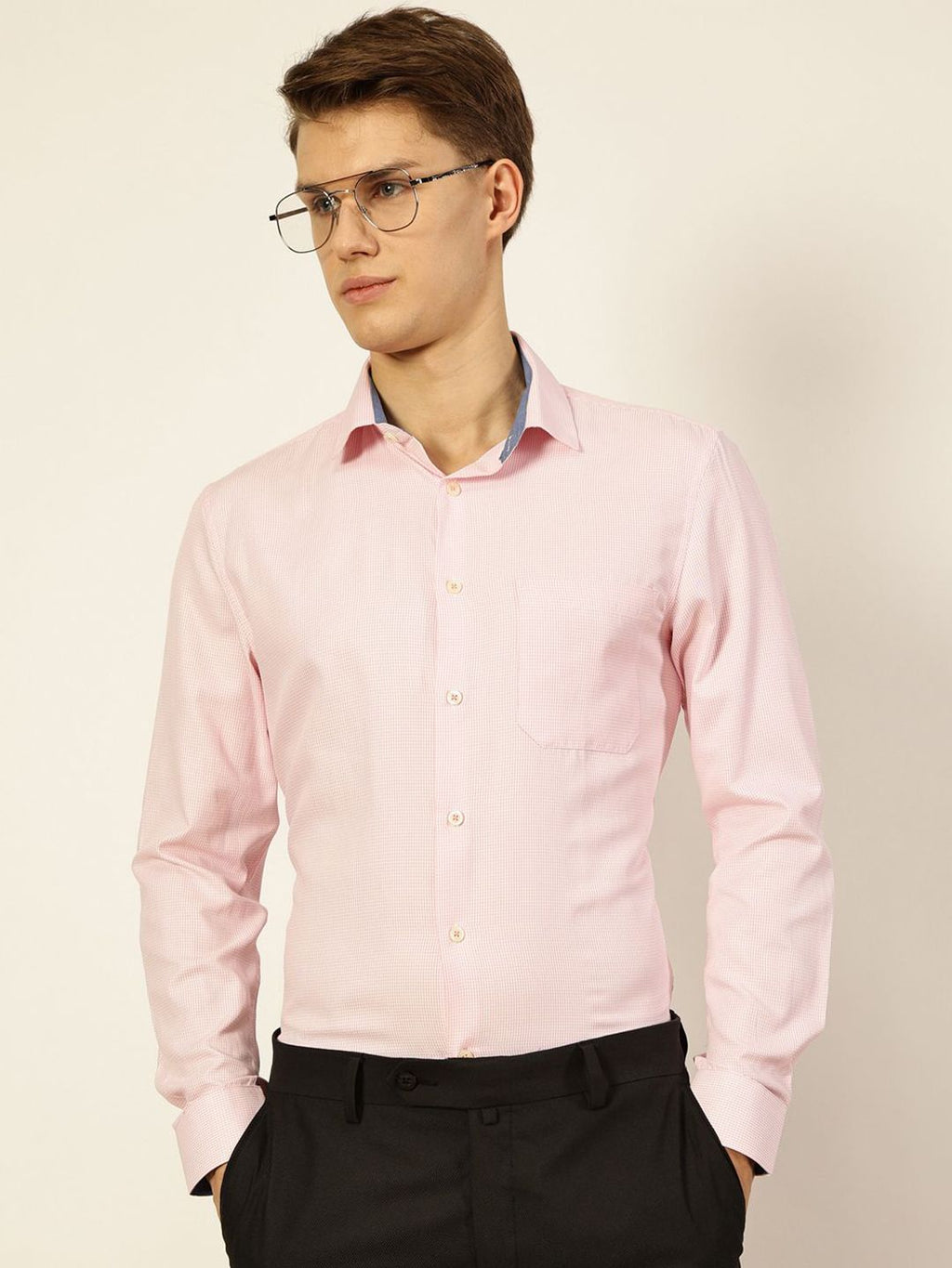Pink Regular Fit Long Sleeves Checked Shirt