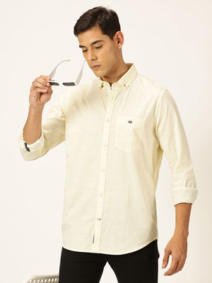 Smart Button Down Collar Striped Pure Cotton Casual Shirt For Men