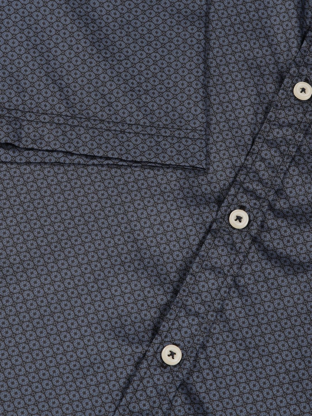 Men Navy Blue Regular Fit Cotton Shirt