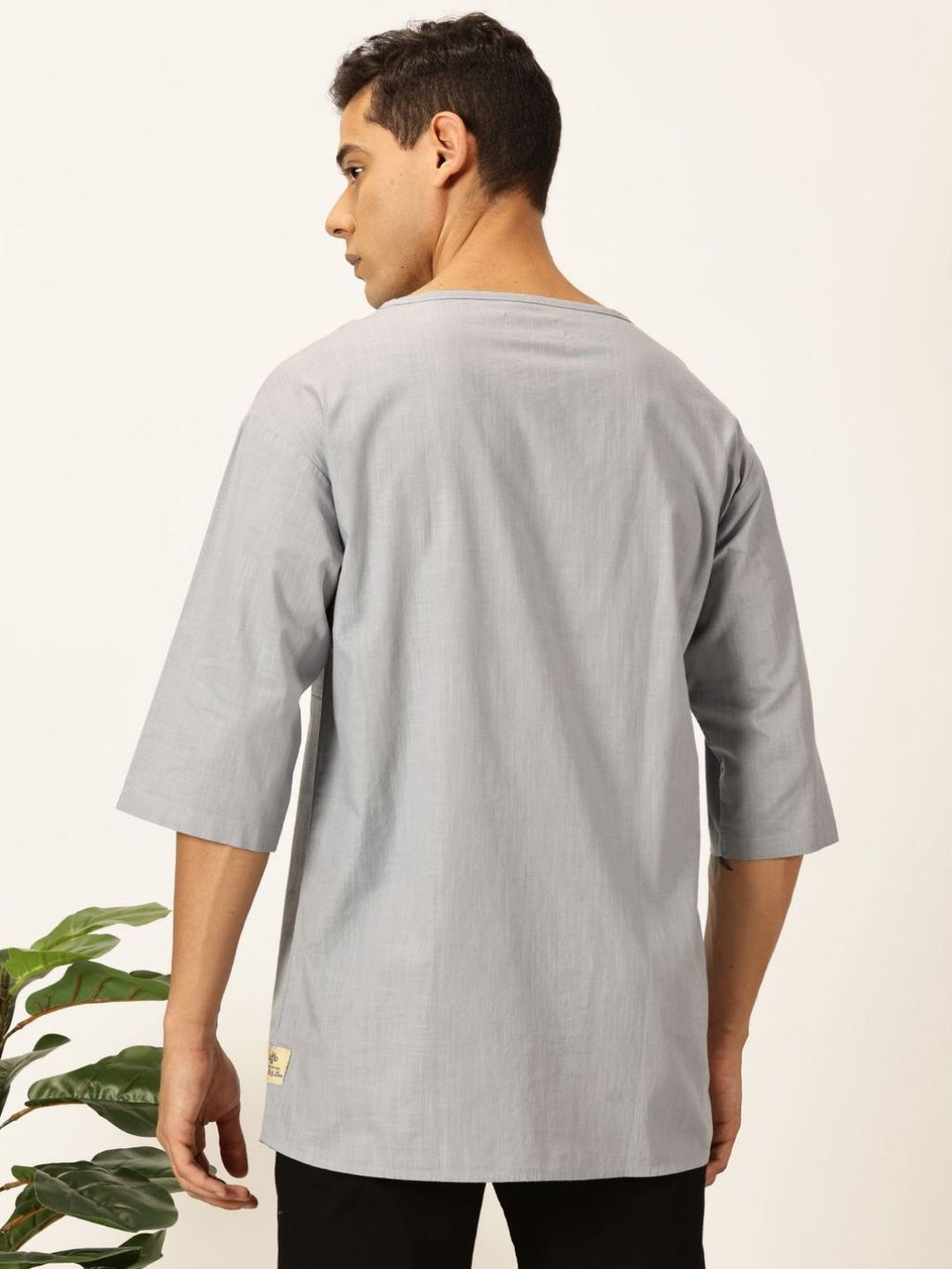 Light Grey Solid Pure Cotton Boxy T-shirt For Men