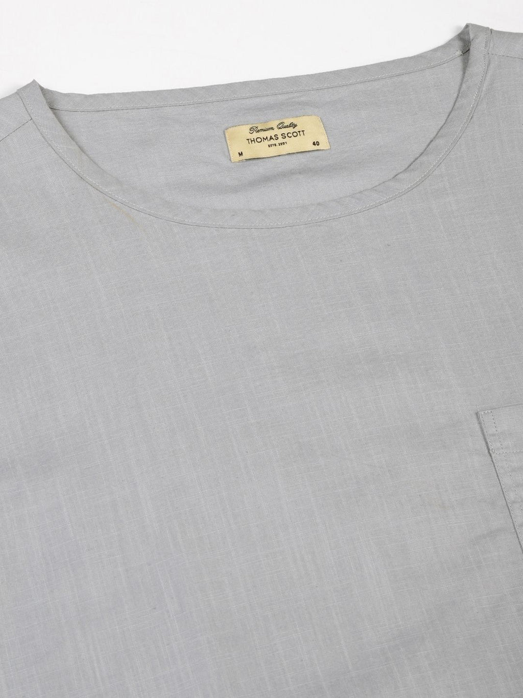 Light Grey Solid Pure Cotton Boxy T-shirt For Men